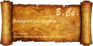 Benyovits Csaba névjegykártya